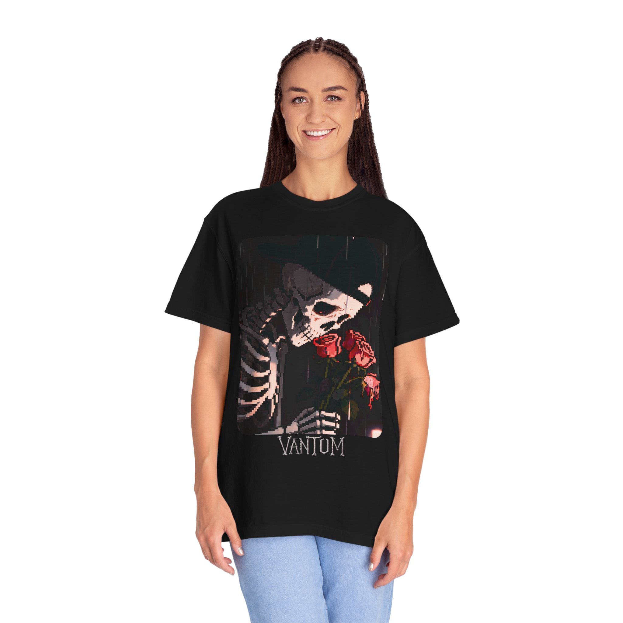 Vantum the Skeleton Pixel Art T-Shirt — Rainy Night Roses